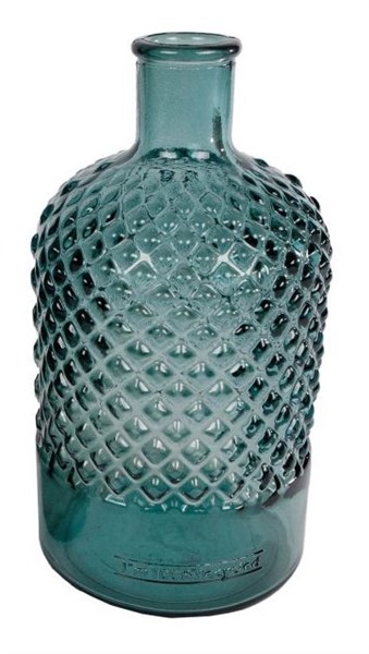 Geschatte ruw Onderzoek Vaas Calliani turquoise glas, 12x22 cm