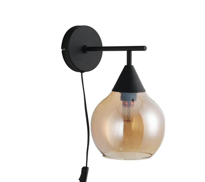 Wandlamp Lungo amber glas, 12x18x40 cm