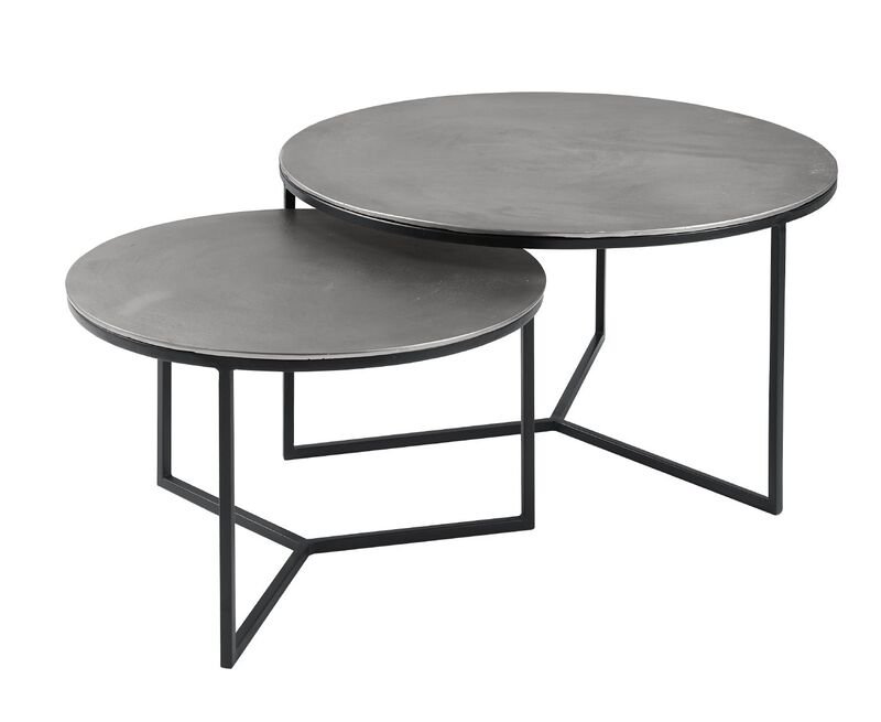 Salontafel set Pilunio nickle, Ø80 cm