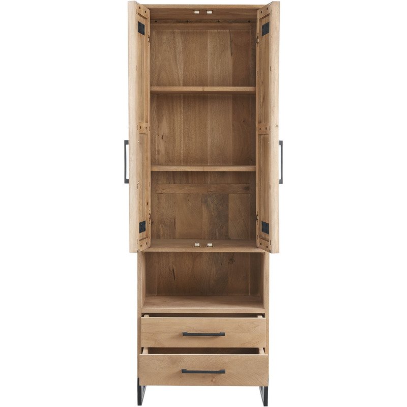 Boekenkast Piastra naturel manghout 195 x 64 x 40 cm 195cm